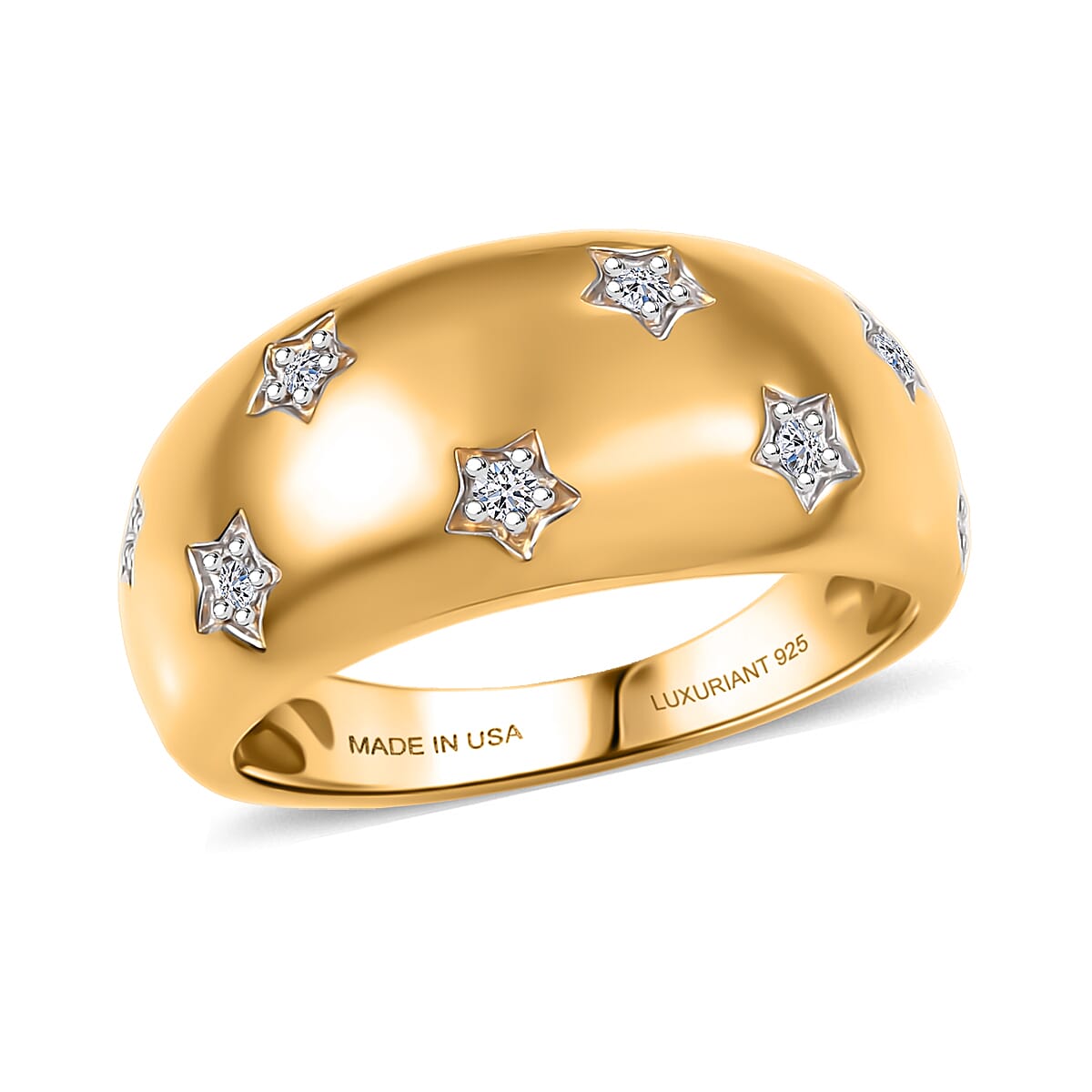 Luxuriant Lab Grown Diamond Ring in 14K Vermeil YG Over Sterling Silver 0.20 ctw