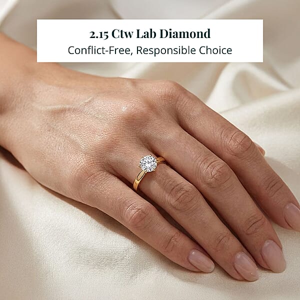 Luxuriant Lab Grown Diamond Ring In 14K Yellow Gold 2.15 Ctw