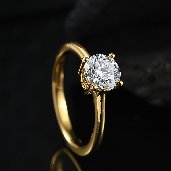 Luxuriant Lab Grown Diamond Ring In 18K Vermeil YG Over Sterling Silver 1.10 Ctw