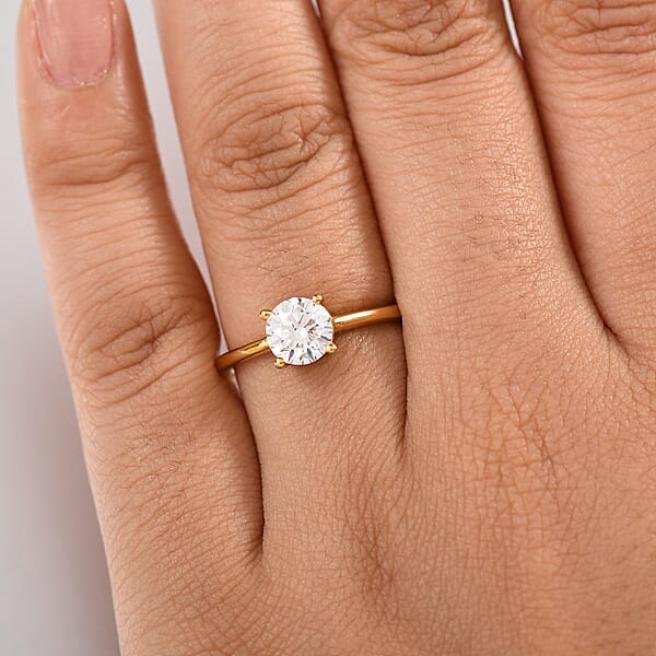 Luxuriant Lab Grown Diamond Ring In 18K Vermeil YG Over Sterling Silver 1.10 Ctw
