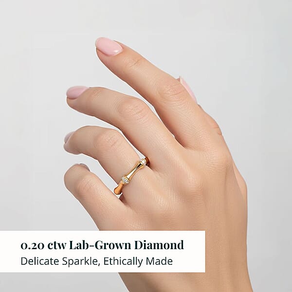 Luxuriant Lab Grown Diamond Ring In 18K Vermeil YG Over Sterling Silver 0.20 Ctw (G-H SI)