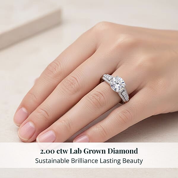 Luxuriant Lab Grown Diamond Ring In Rhodium Over Sterling Silver 2.00 Ctw