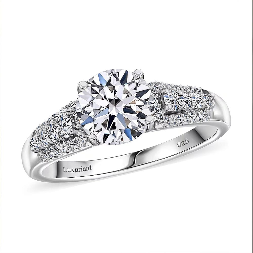 Luxuriant Lab Grown Diamond Ring in Rhodium Over Sterling Silver 2.00 ctw