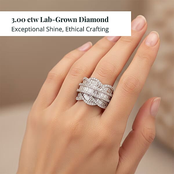 Luxuriant Lab Grown Diamond Ring In Rhodium Over Sterling Silver 3.00 Ctw