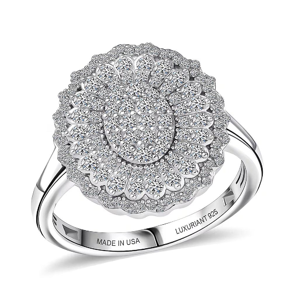 Luxuriant Lab Grown Diamond Ring in Rhodium Over Sterling Silver 1.00 ctw