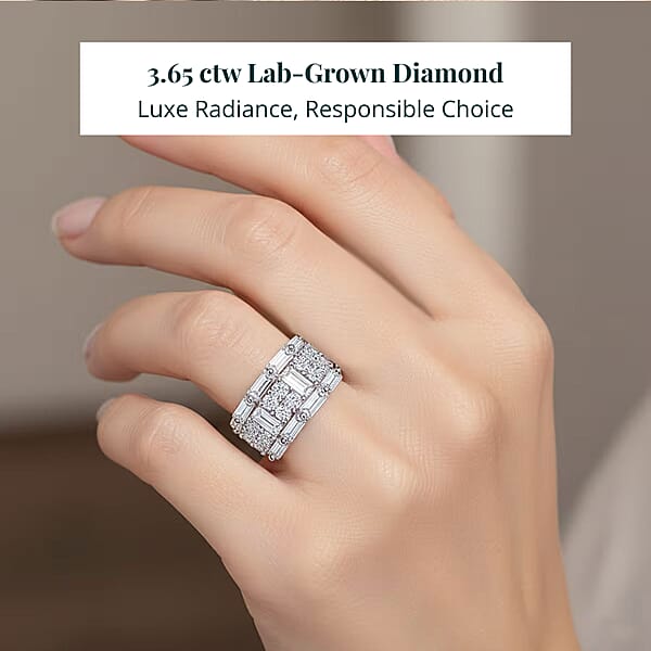 Luxuriant Lab Grown Diamond Ring In Sterling Silver 3.65 Ctw