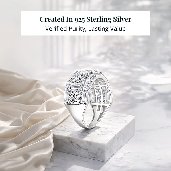 Luxuriant Lab Grown Diamond Ring In Sterling Silver 3.65 Ctw