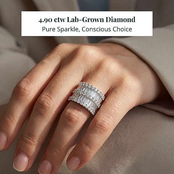Luxuriant Lab Grown Diamond Ring In Sterling Silver 4.90 Ctw