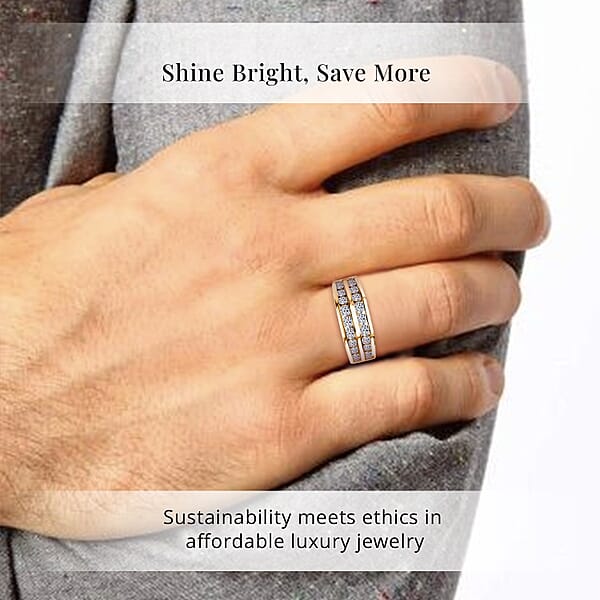 Luxuriant Lab Grown Diamond SI 2.00 Ctw Men's Ring In 18K Vermeil Yellow Gold Over Sterling Silver (Del. In 12-15 Days)