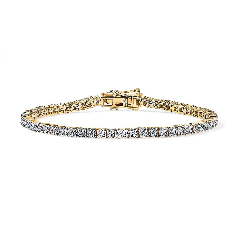 Luxuriant Lab Grown Diamond SI 4.70 ctw Tennis Bracelet in 18K Vermeil Yellow Gold Over Sterling Silver (8.00 In)