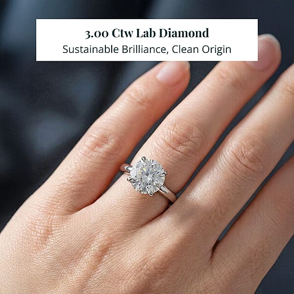 Luxuriant Lab Grown Diamond Solitaire Ring In 14K White Gold 3.00 Ctw