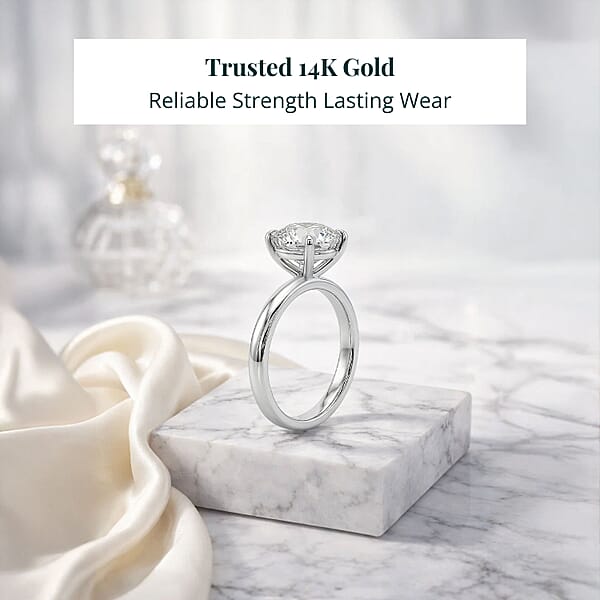 Luxuriant Lab Grown Diamond Solitaire Ring In 14K White Gold 3.00 Ctw