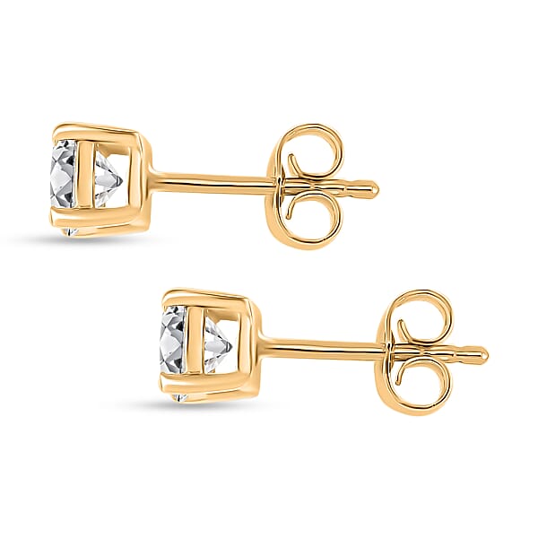 Luxuriant Lab Grown Diamond Stud Earrings In 18K Vermeil YG Over Sterling Silver 1.10 Ctw