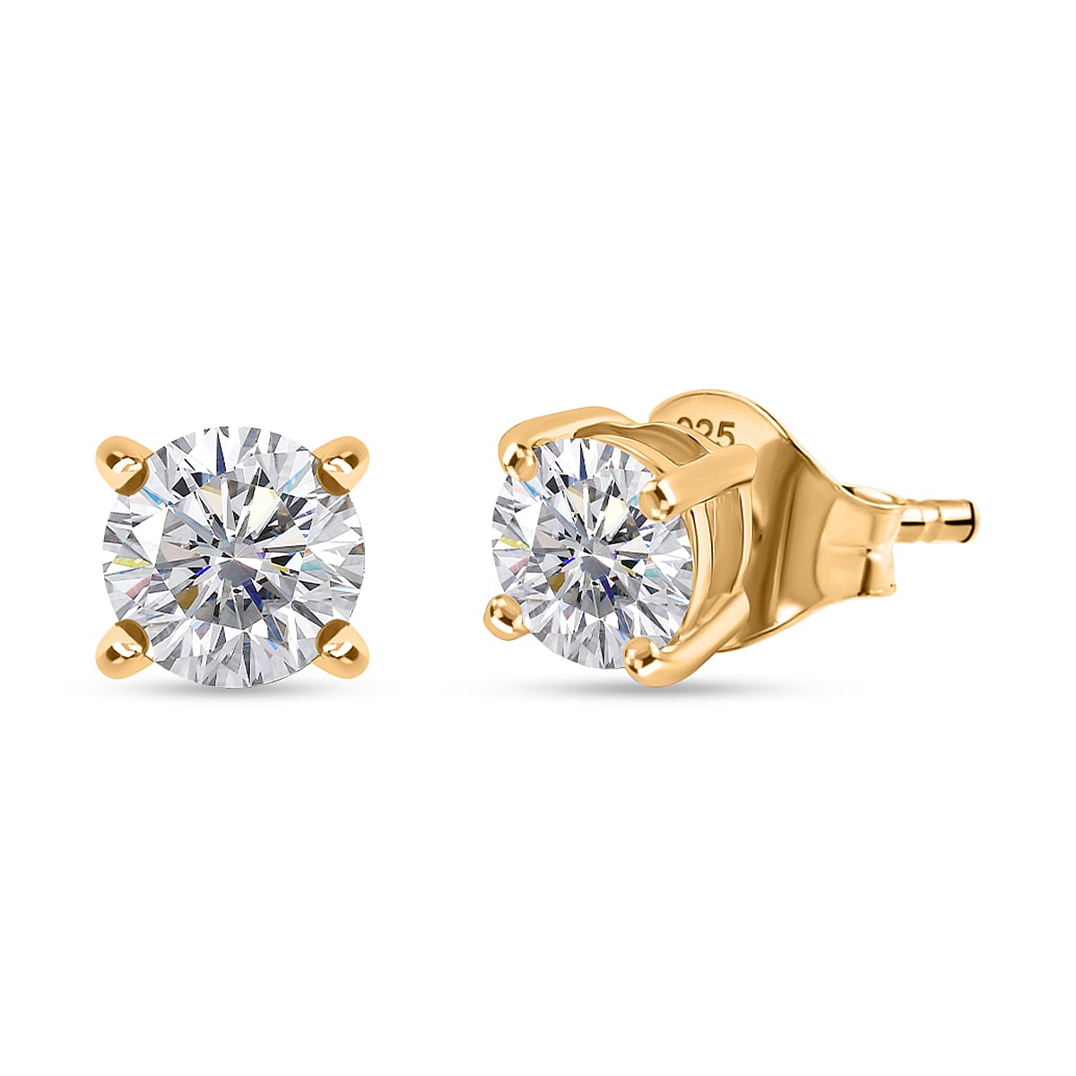 Luxuriant Lab Grown Diamond Stud Earrings in 18K Vermeil YG Over Sterling Silver 1.10 ctw