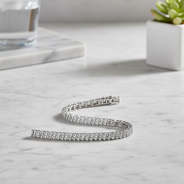 Luxuriant Lab Grown Diamond Tennis Bracelet In Rhodium Over Sterling Silver 5.00 Ctw (7.25 Inches) (G-H SI)