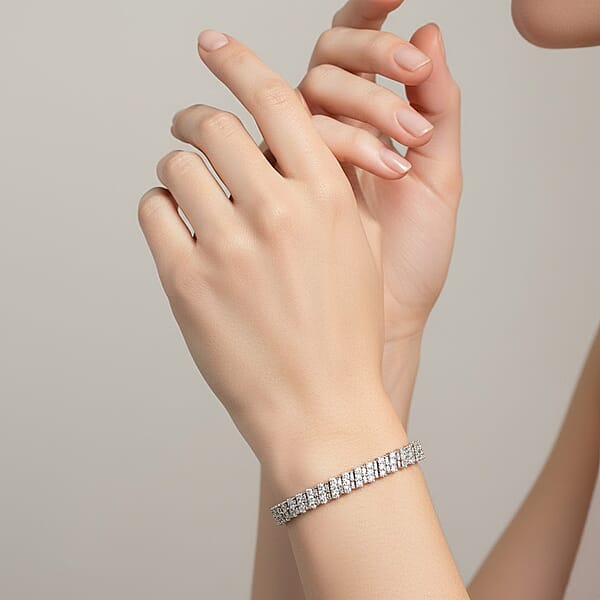 Luxuriant Lab Grown Diamond Tennis Bracelet In Rhodium Over Sterling Silver 5.00 Ctw (7.25 Inches) (G-H SI)