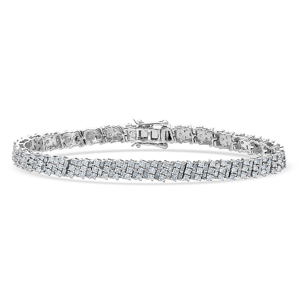 Luxuriant Lab Grown Diamond Tennis Bracelet in Rhodium Over Sterling Silver 5.00 ctw (7.25 Inches) (G-H SI)