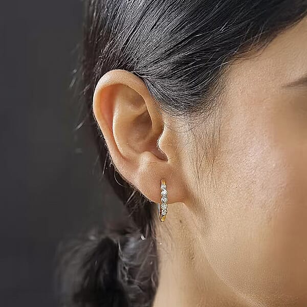 Luxuriant Lab Grown Diamond VS 0.30 Ctw Earrings In 18K Vermeil Yellow Gold Over Sterling Silver