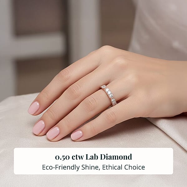Luxuriant Lab Grown Diamond VS 0.50 Ctw Ring In 18K Vermeil RG Over Sterling Silver