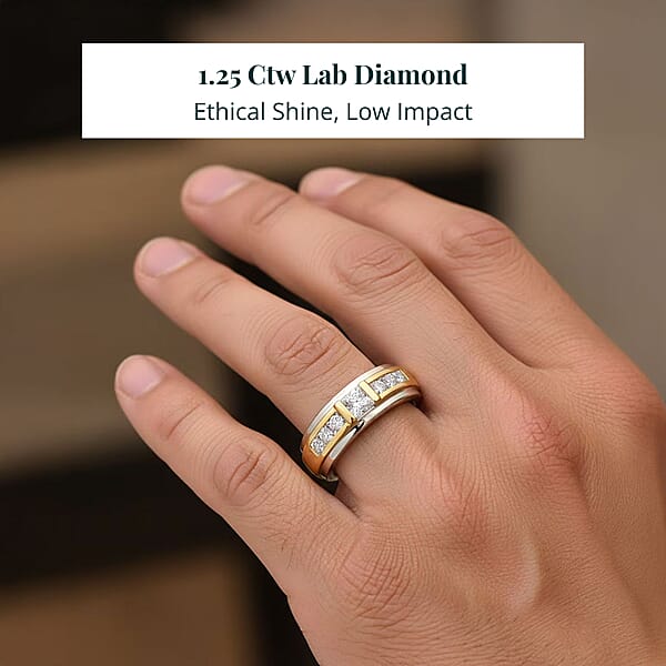 Luxuriant Lab Grown Diamond VS 1.25 Ctw Men's Ring In 10K White And Yellow Gold 7 Grams