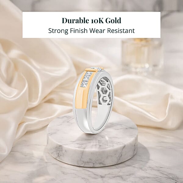 Luxuriant Lab Grown Diamond VS 1.25 Ctw Men's Ring In 10K White And Yellow Gold 7 Grams