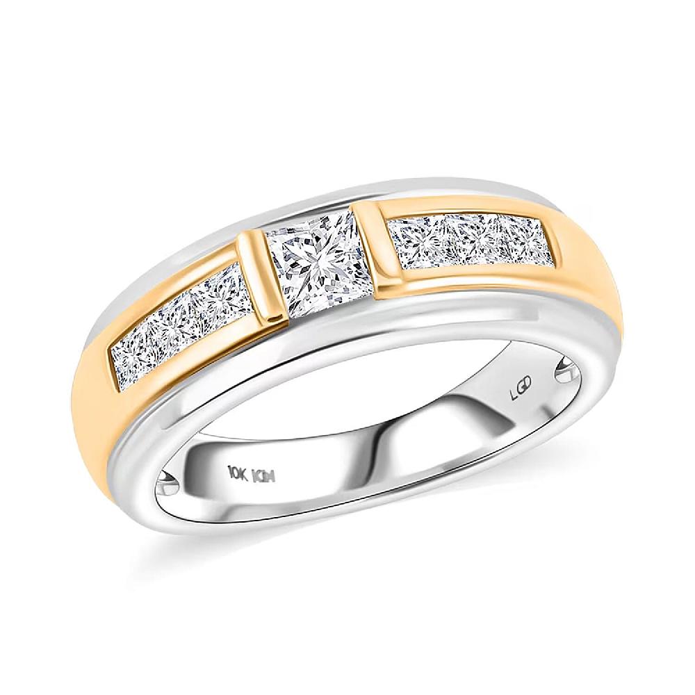 Luxuriant Lab Grown Diamond VS 1.25 ctw Men's Ring in 10K White and Yellow Gold 7 Grams