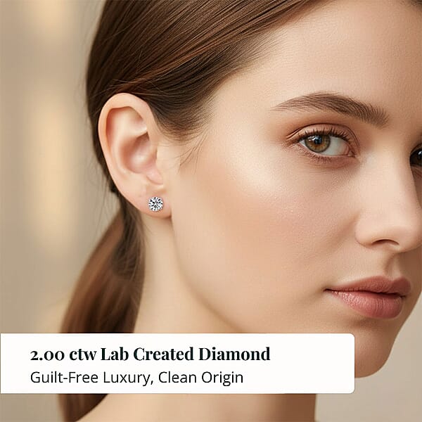 Luxuriant Lab Grown Diamond VS 2.00 Ctw Stud Earrings In 14K White Gold