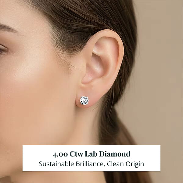 Luxuriant Lab Grown Diamond VS 4.00 Ctw Stud Luxe Earrings In 14K White Gold