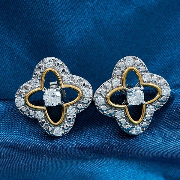 Luxuriant Lab Grown Diamond VS-SI 0.75 Ctw Earrings In 14K Yellow Gold Over And Sterling Silver