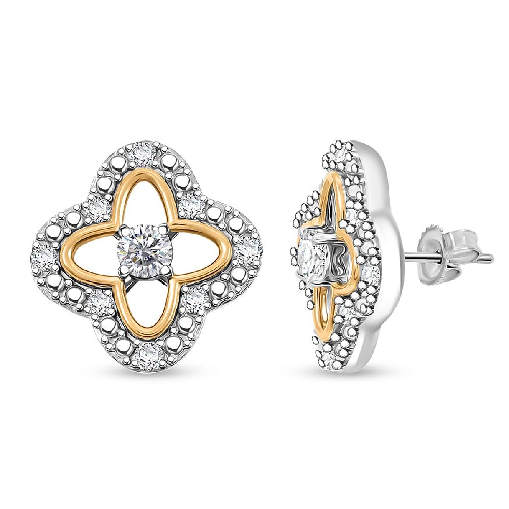Luxuriant Lab Grown Diamond VS-SI 0.75 ctw Earrings in 14K Yellow Gold Over and Sterling Silver