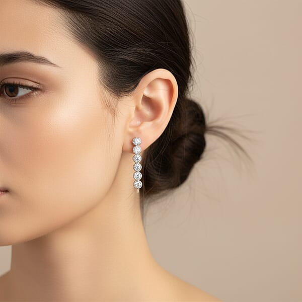 Luxuriant Lab Grown Diamond VS-SI 0.75 Ctw Hoop Earrings In Sterling Silver