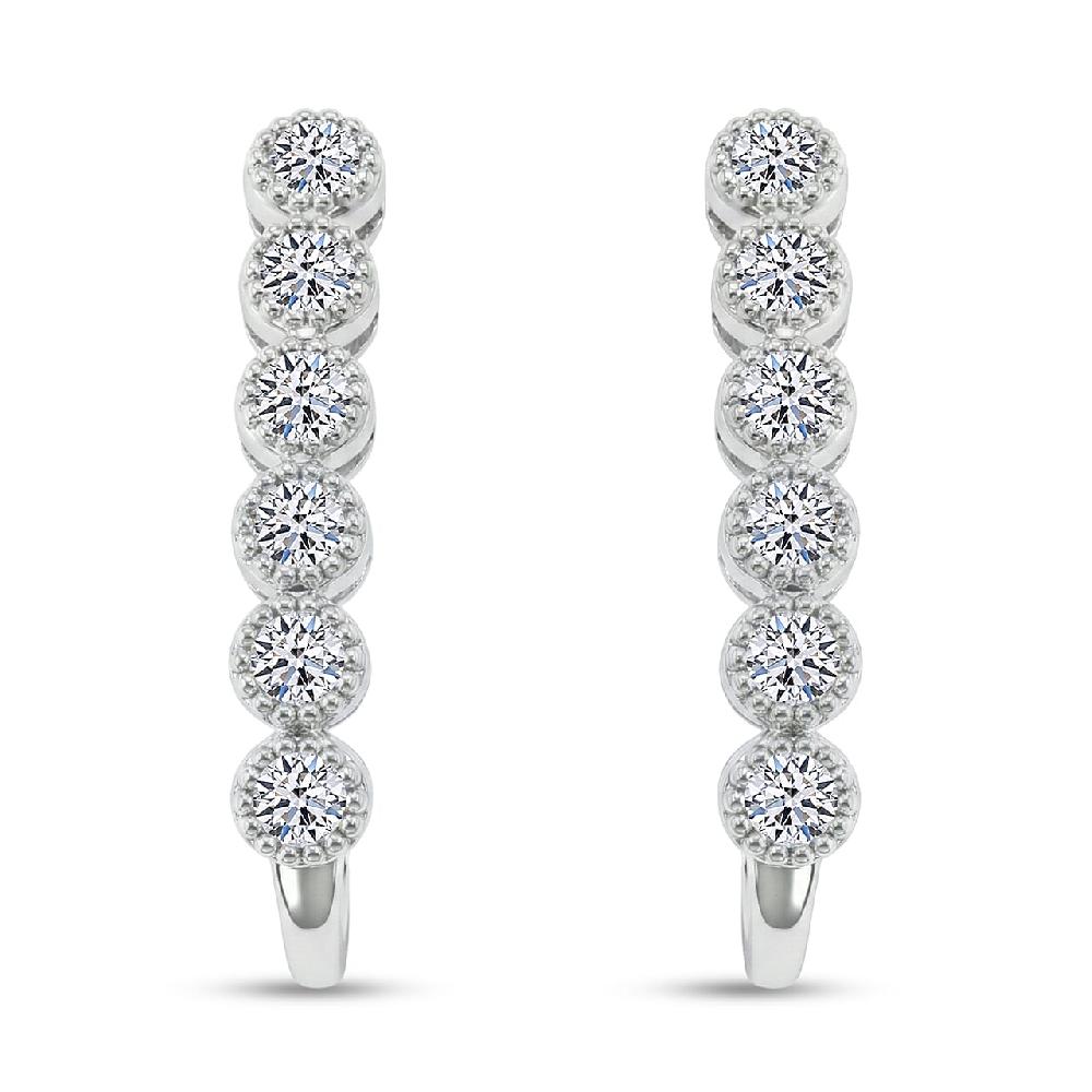 Luxuriant Lab Grown Diamond VS-SI 0.75 ctw Hoop Earrings in Sterling Silver