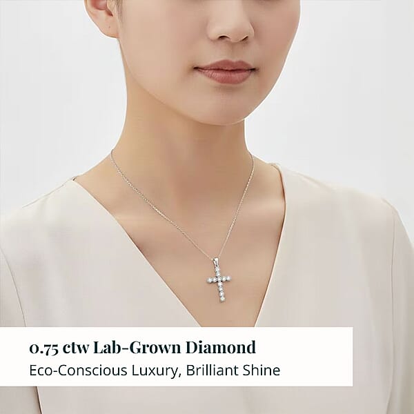 Luxuriant Lab Grown Diamond VS-SI 0.75 Ctw Pendant Necklace In Sterling Silver 16-18 Inches