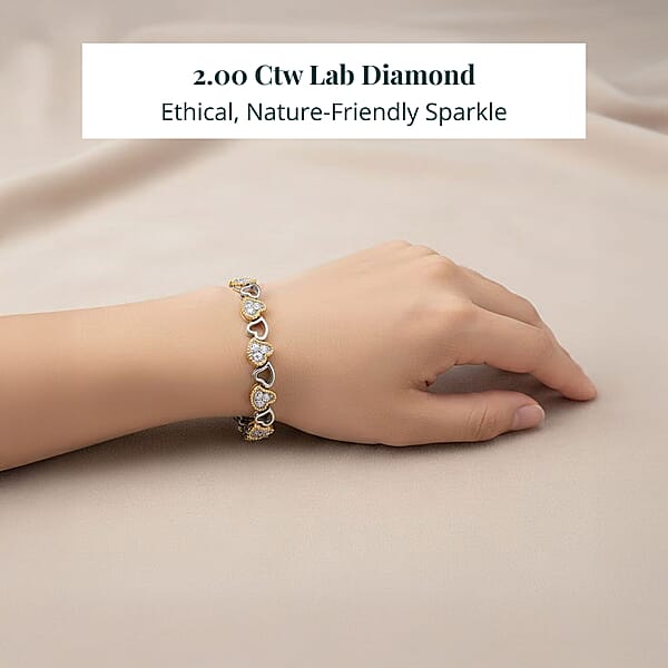 Luxuriant Lab Grown Diamond VS-SI 2.00 Ctw Bracelet In 14K YG Over And Sterling Silver (7.25 In)