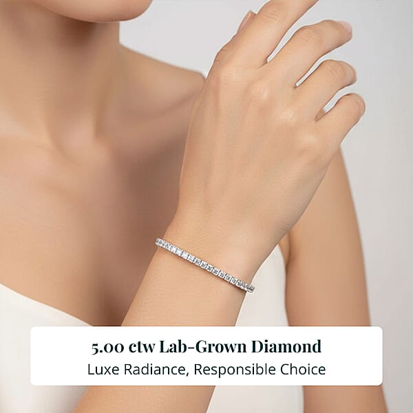 Luxuriant Lab Grown Diamond VS1 5.00 Ctw Bracelet In 14K White Gold (7.25 In) 8.60 Grams