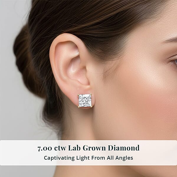 Luxuriant Lab Grown Diamond VS2-G 7.00 Ctw Earrings In 14K Yellow Gold