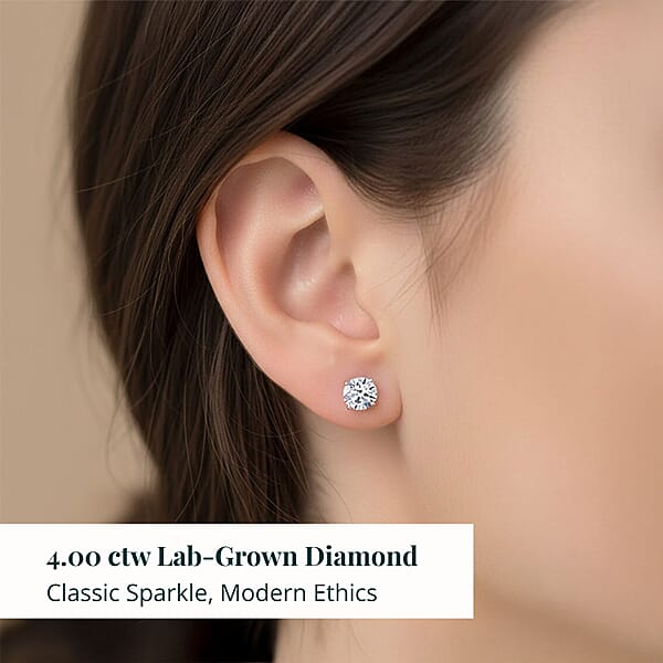 Luxuriant Lab Grown Diamond VVS2 4.00 Ctw Stud Earrings In 14K White Gold