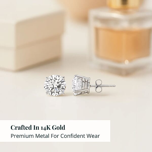 Luxuriant Lab Grown Diamond VVS2 4.00 Ctw Stud Earrings In 14K White Gold
