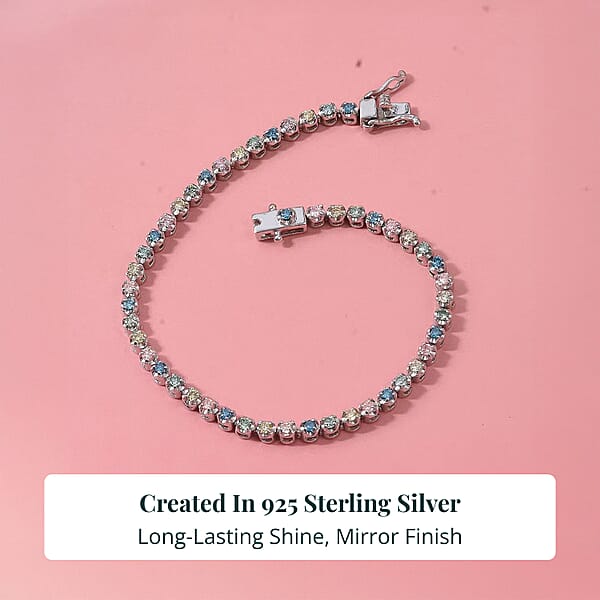 Luxuriant Lab Grown Multi Diamond (IR) SI 2.20 Ctw Aurora Radiance Bracelet In Rhodium Over Sterling Silver (6.50 In)