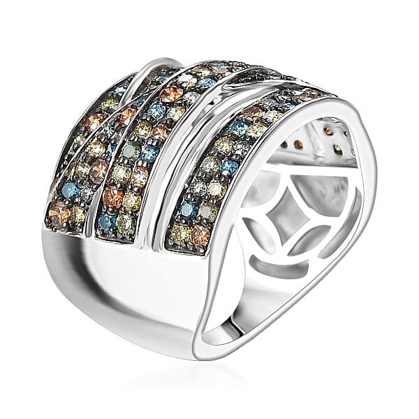 Luxuriant Lab Grown Multi Diamond Ring In Rhodium Over Sterling Silver 2.00 Ctw (G-H SI)