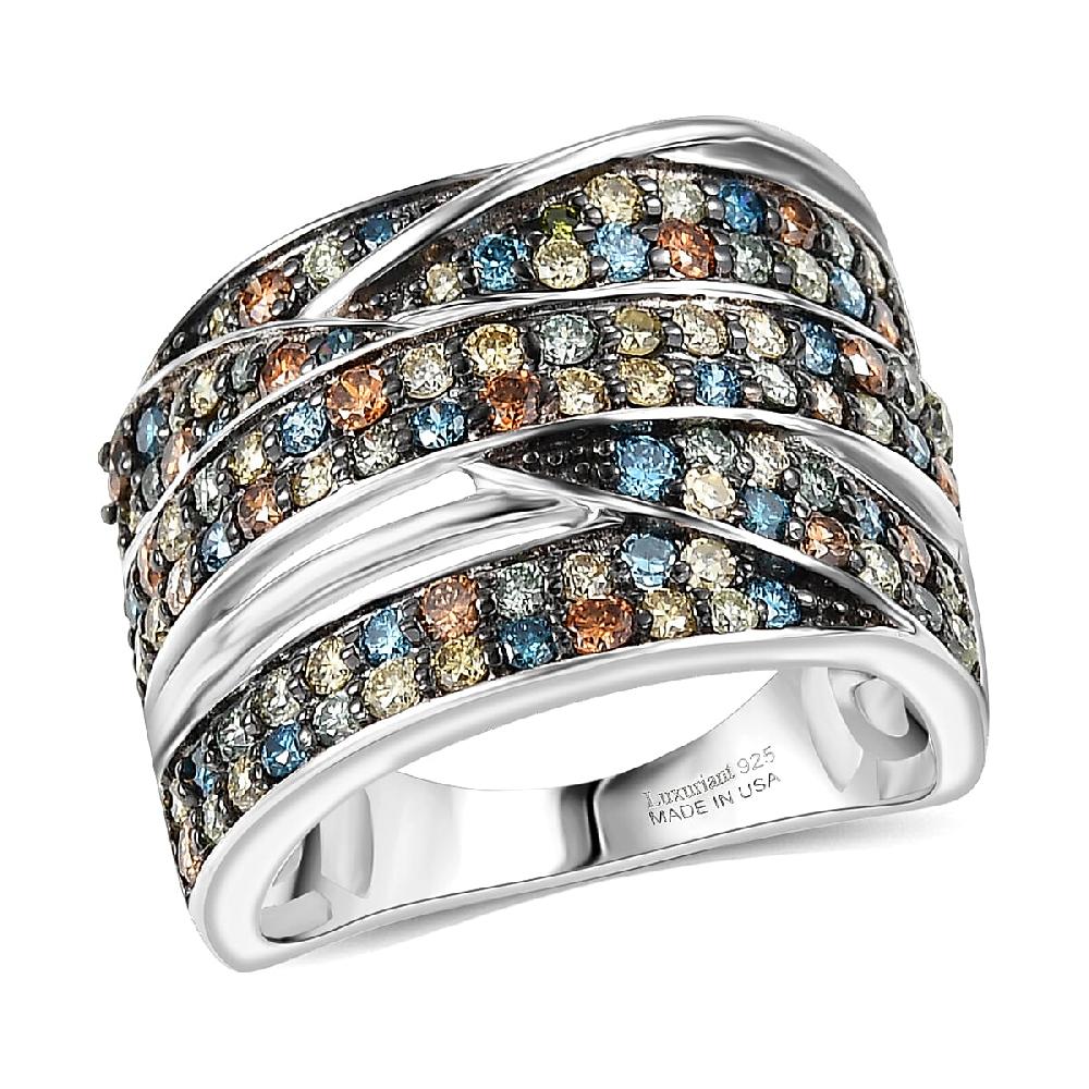 Luxuriant Lab Grown Multi Diamond Ring in Rhodium Over Sterling Silver 2.00 ctw (G-H SI)
