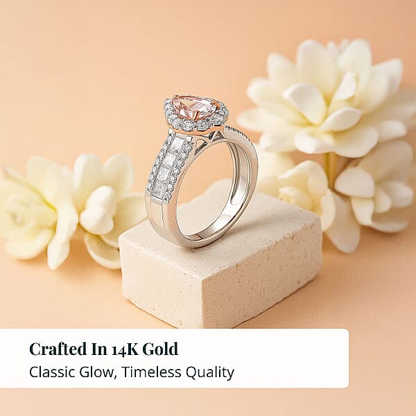 Luxuriant Lab Grown Pink And White Diamond (VS1) Ring In 14K White And Rose Gold 2.25 Ctw
