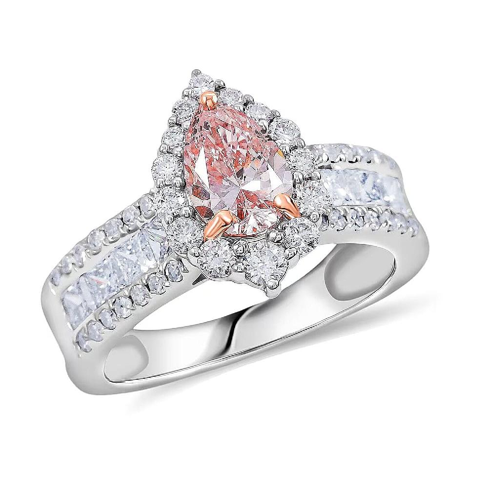 Luxuriant Lab Grown Pink and White Diamond (VS1) Ring in 14K White and Rose Gold 2.25 ctw