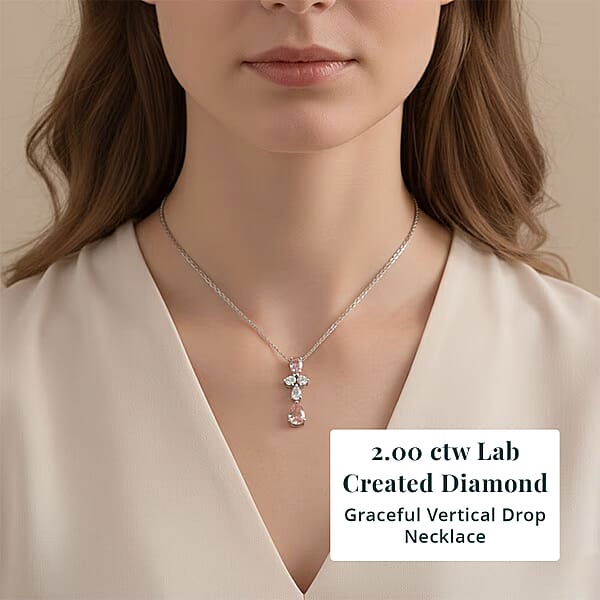 Luxuriant Lab Grown Pink Diamond And Lab Grown Diamond VS-VS2 2.00 Ctw Necklace In 14K White Gold 18 Inches