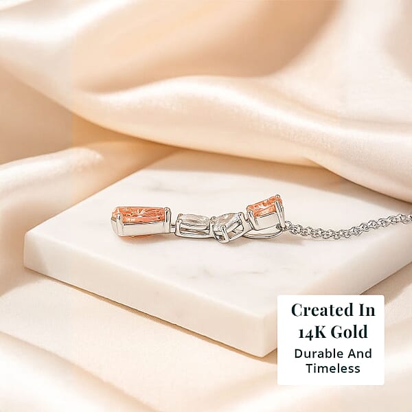 Luxuriant Lab Grown Pink Diamond And Lab Grown Diamond VS-VS2 2.00 Ctw Necklace In 14K White Gold 18 Inches