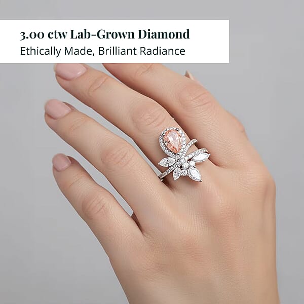 Luxuriant Lab Grown Pink Diamond (IR) 7.0) And Lab Grown Diamond VS-VS2 3.00 Ctw Ring In 14K White Gold