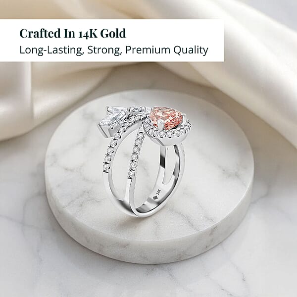 Luxuriant Lab Grown Pink Diamond (IR) 7.0) And Lab Grown Diamond VS-VS2 3.00 Ctw Ring In 14K White Gold