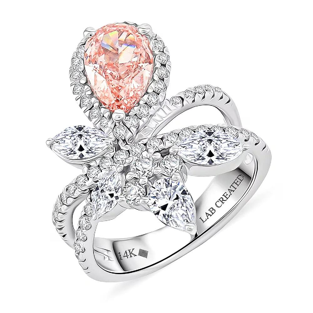 Luxuriant Lab Grown Pink Diamond (IR) 7.0) and Lab Grown Diamond VS-VS2 3.00 ctw Ring in 14K White Gold