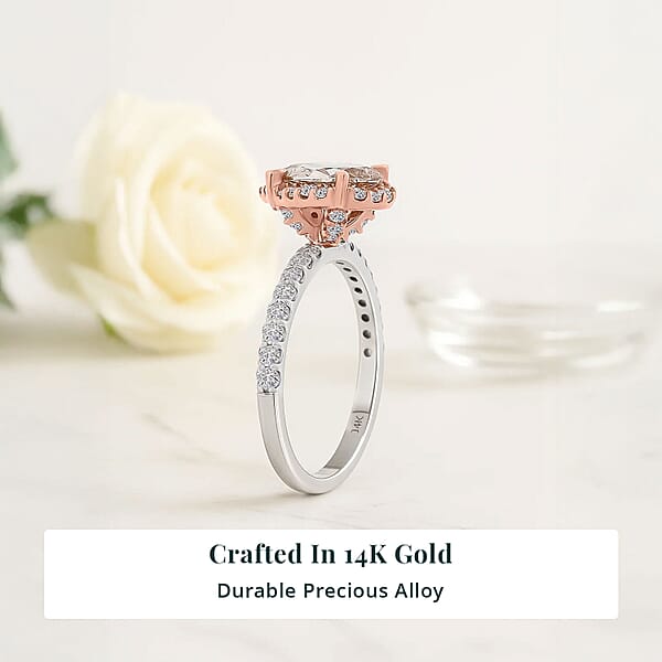 Luxuriant Lab Grown Pink Diamond (IR) And Lab Grown Diamond VS 1.50 Ctw Ring In 14K White And Rose Gold