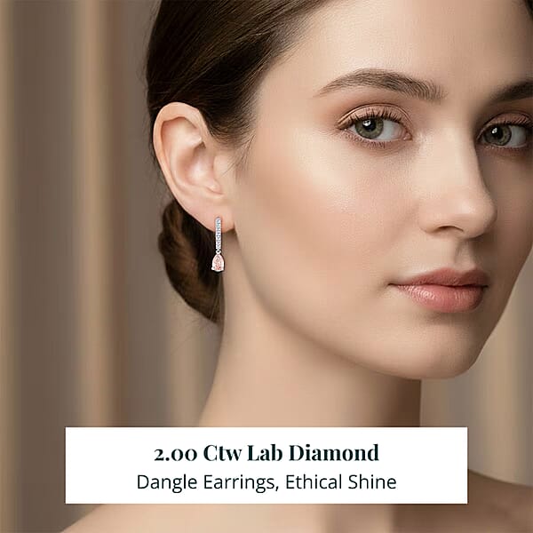Luxuriant Lab Grown Pink Diamond (IR) And Lab Grown Diamond VS2 2.00 Ctw Earrings In 14K White Gold